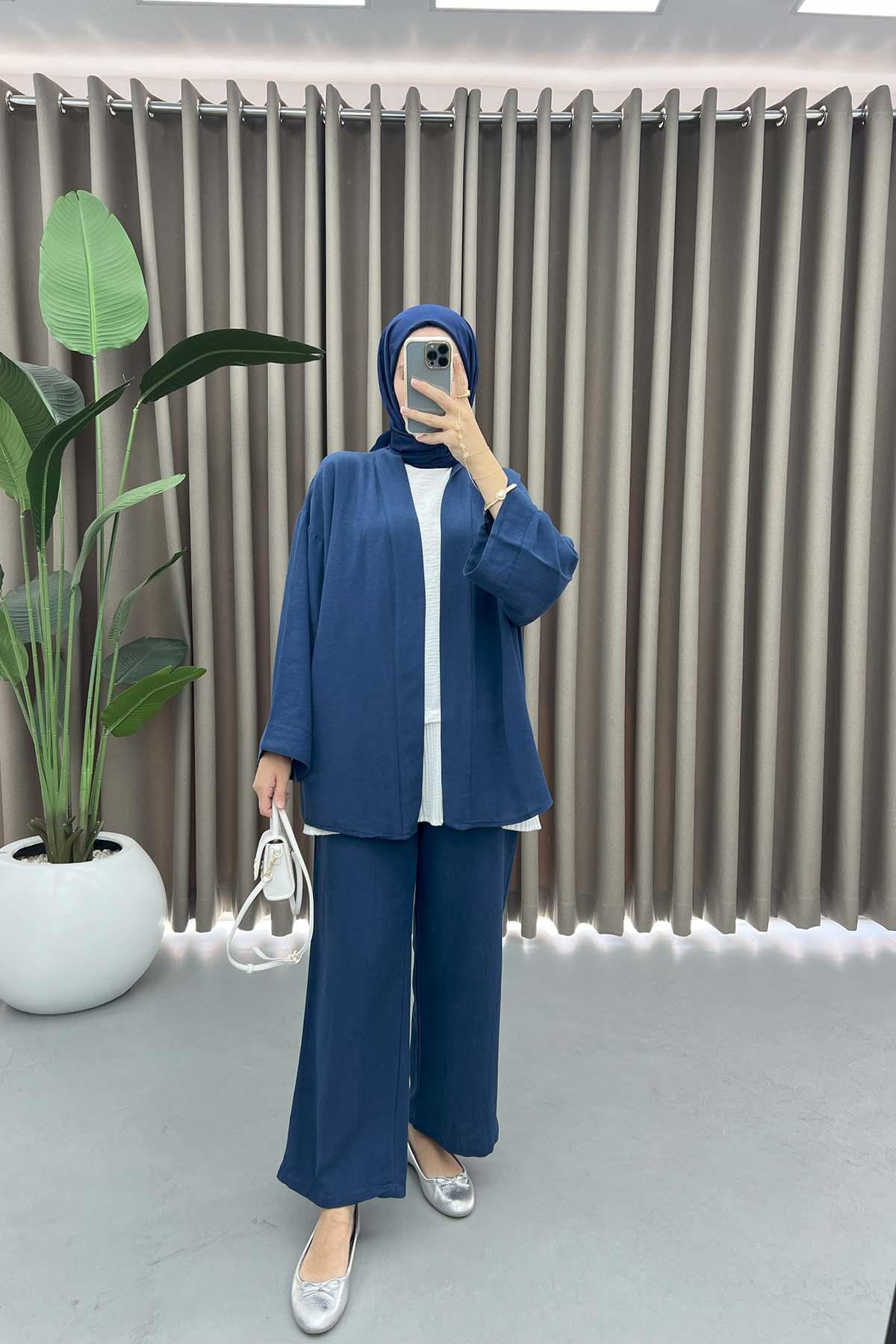 Keten Kimono Takım Lacivert