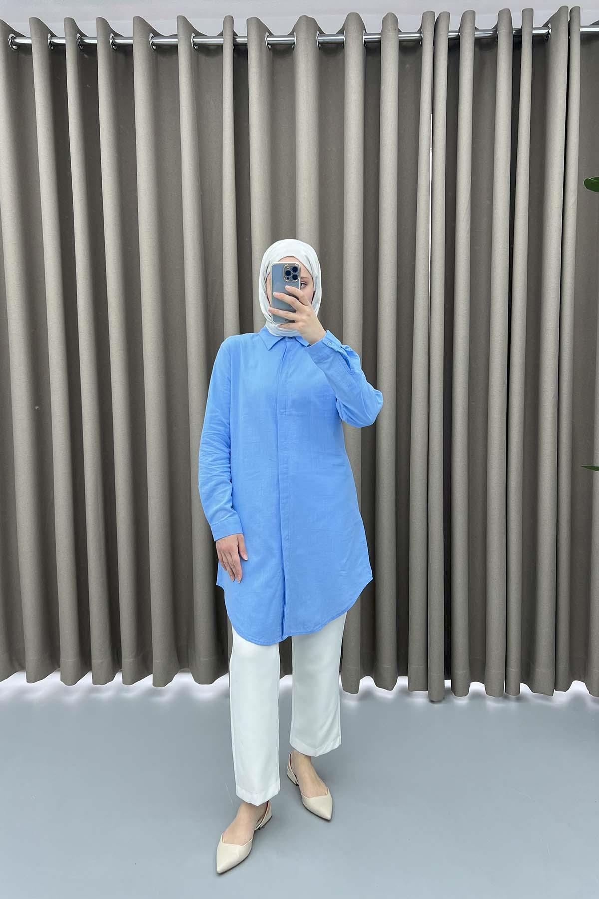 Keten Tunik Açık Mavi