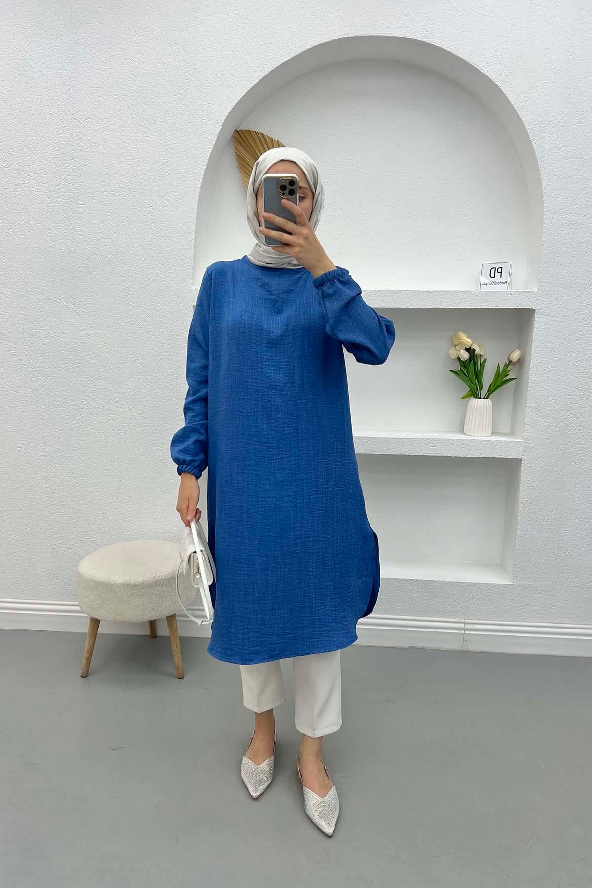 Keten Tunik Mavi