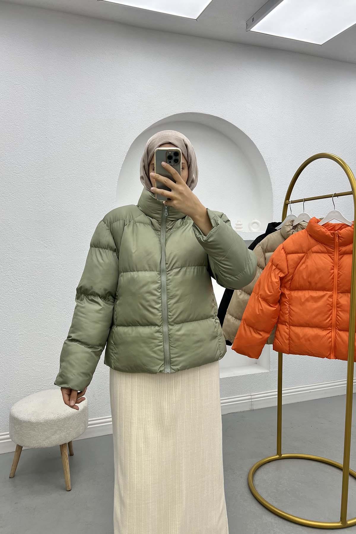 Kısa Şişme Mont Yeşil