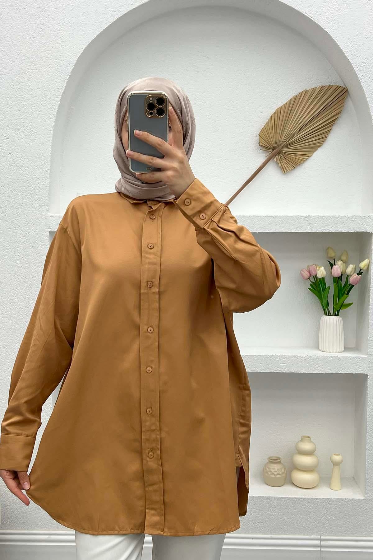 Klasik Salaş Gömlek Taba