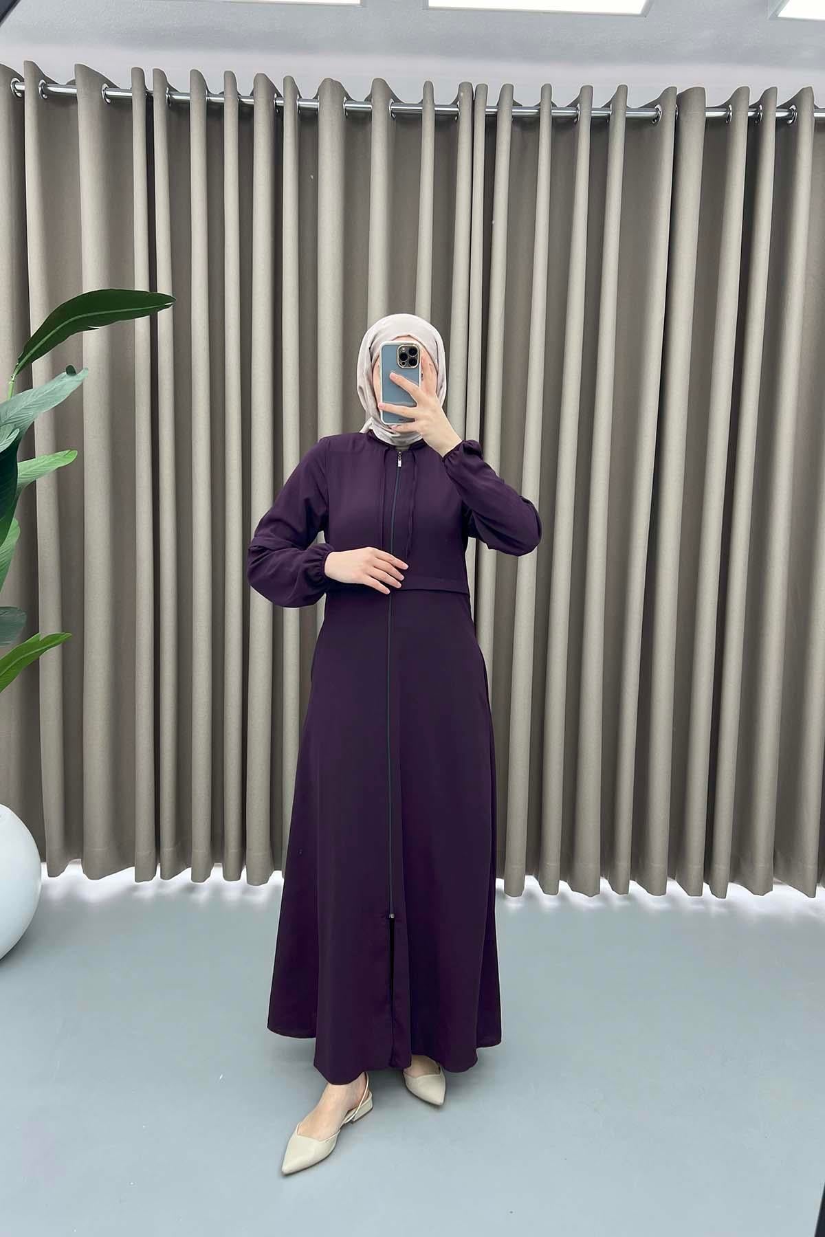 Kol Büzgülü Ferace Mürdüm