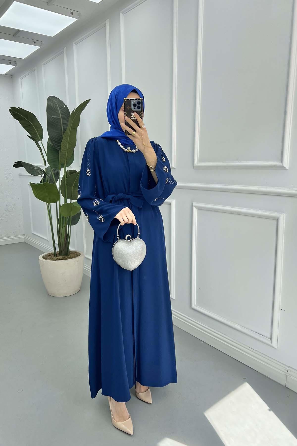 Kol Taşlı Abaya Lacivert
