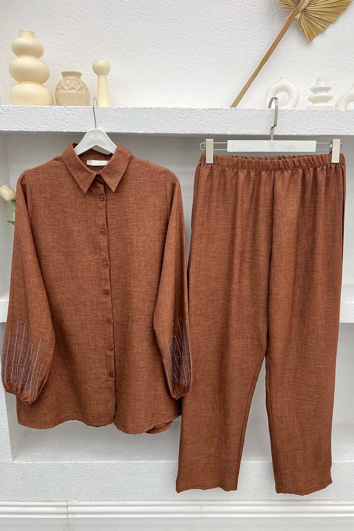 Kol Taşlı Takım Kahve