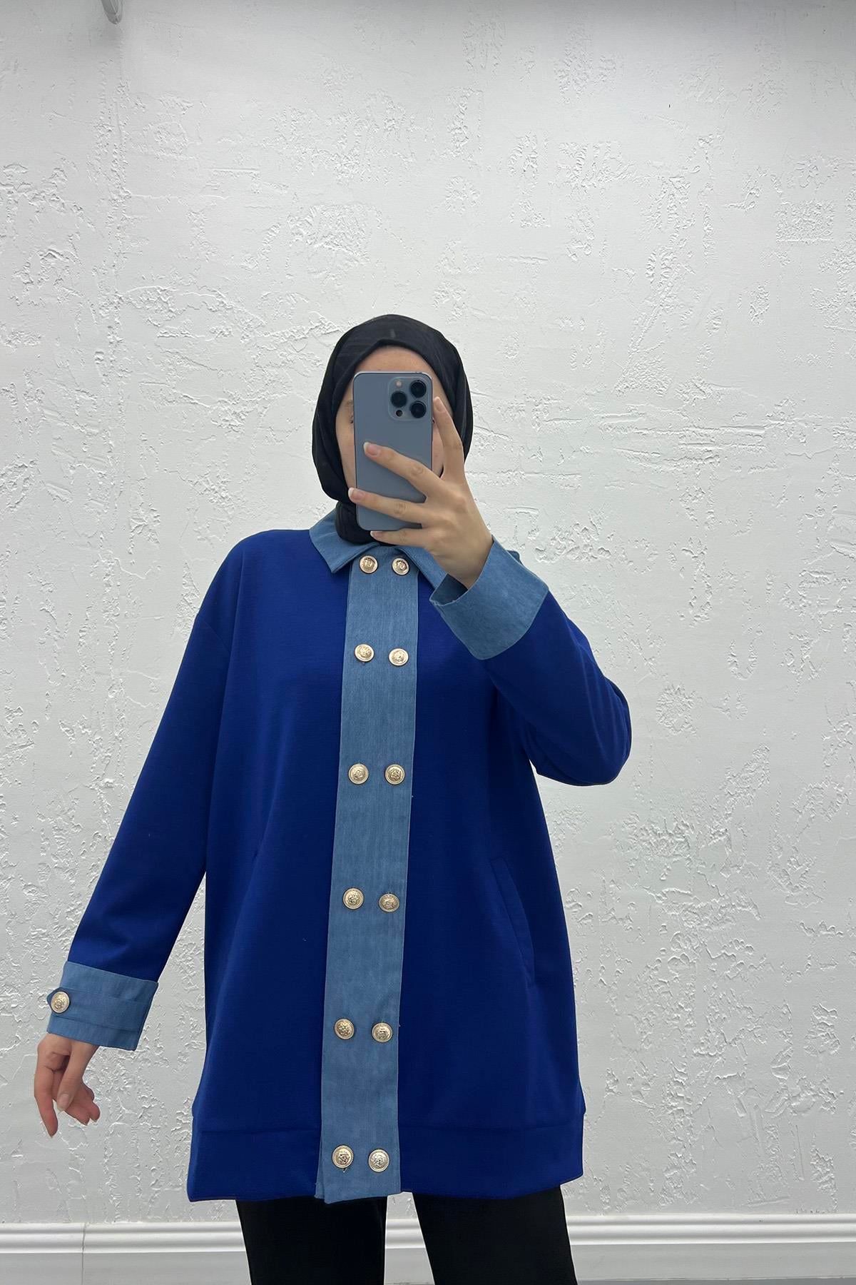Kot Garnili Ceket İndigo