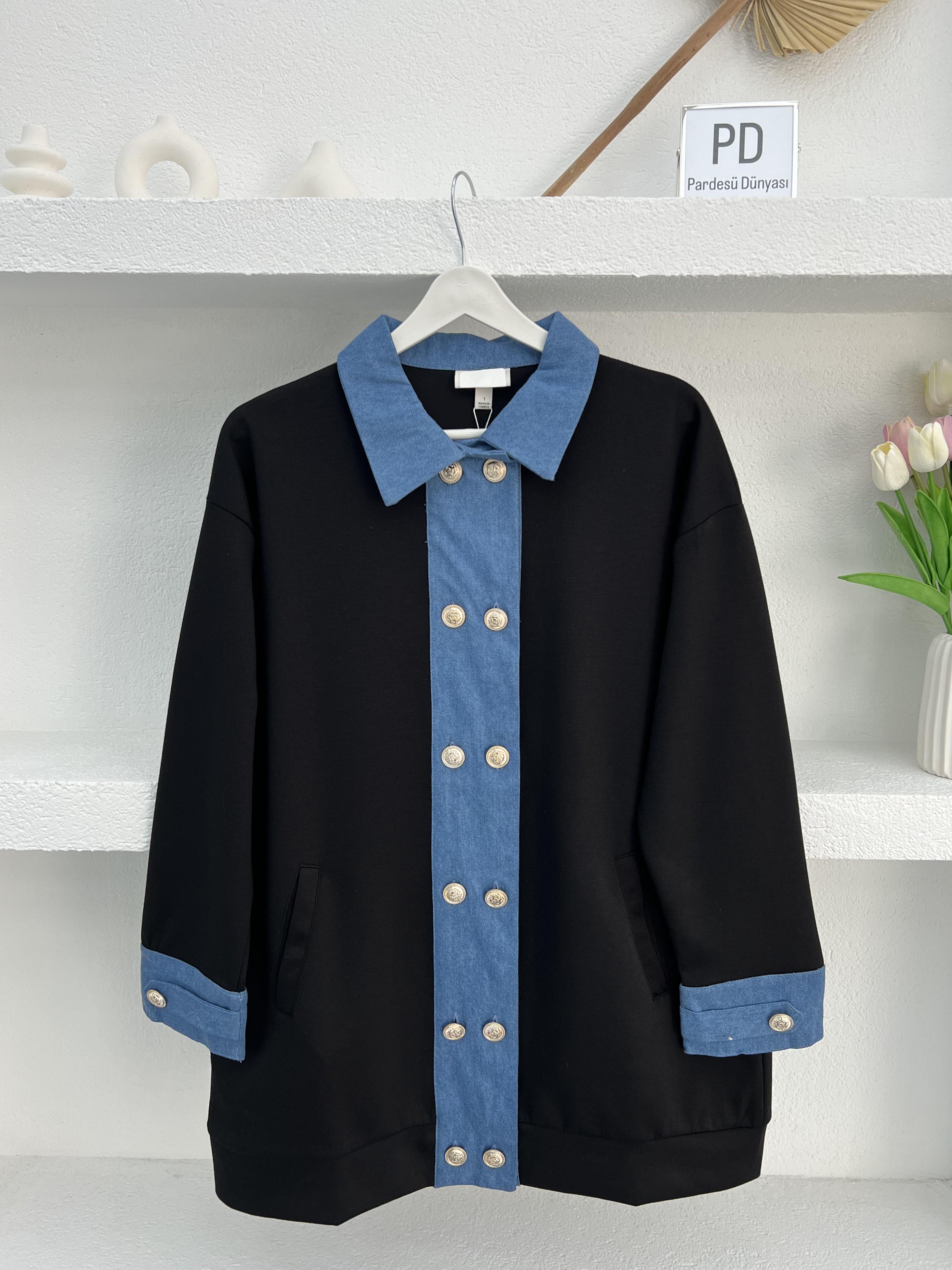 Kot Garnili Ceket Siyah