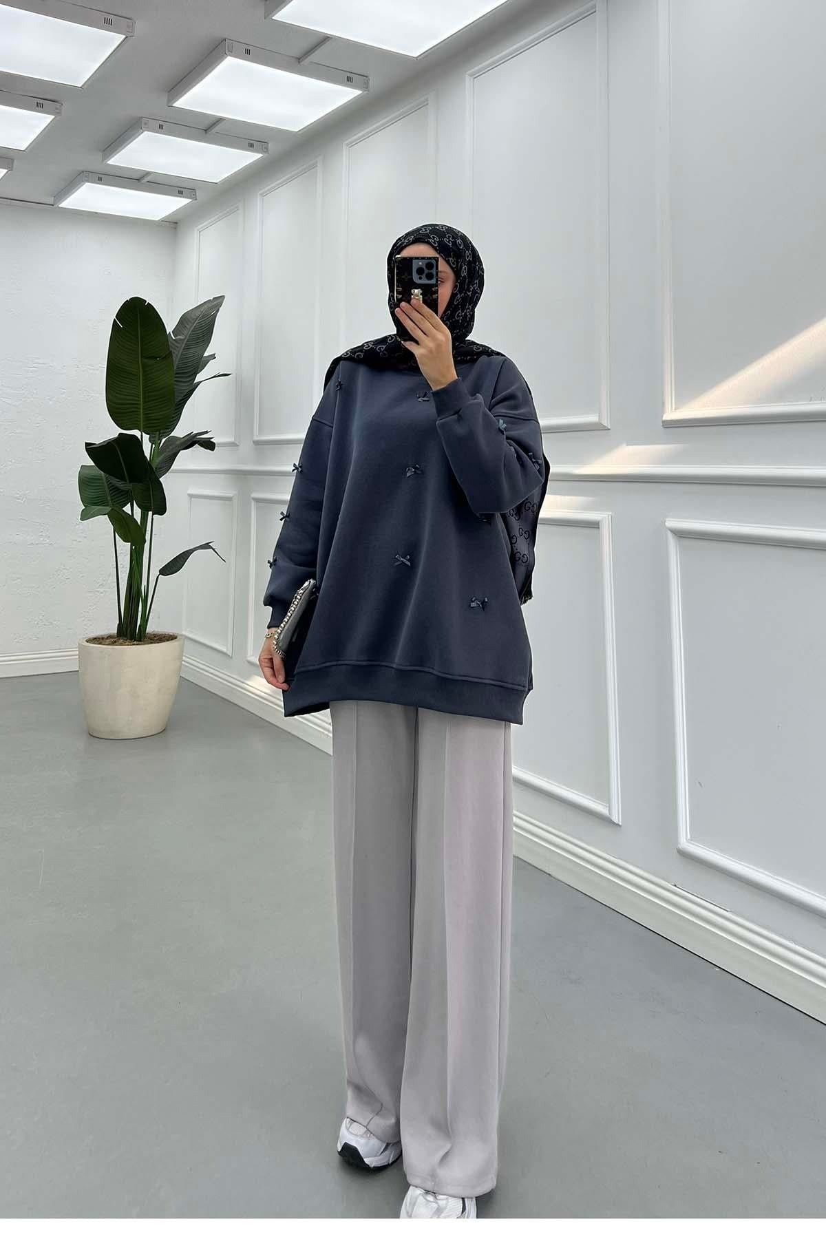 Kurdeleli Sweatshirt Antrasit