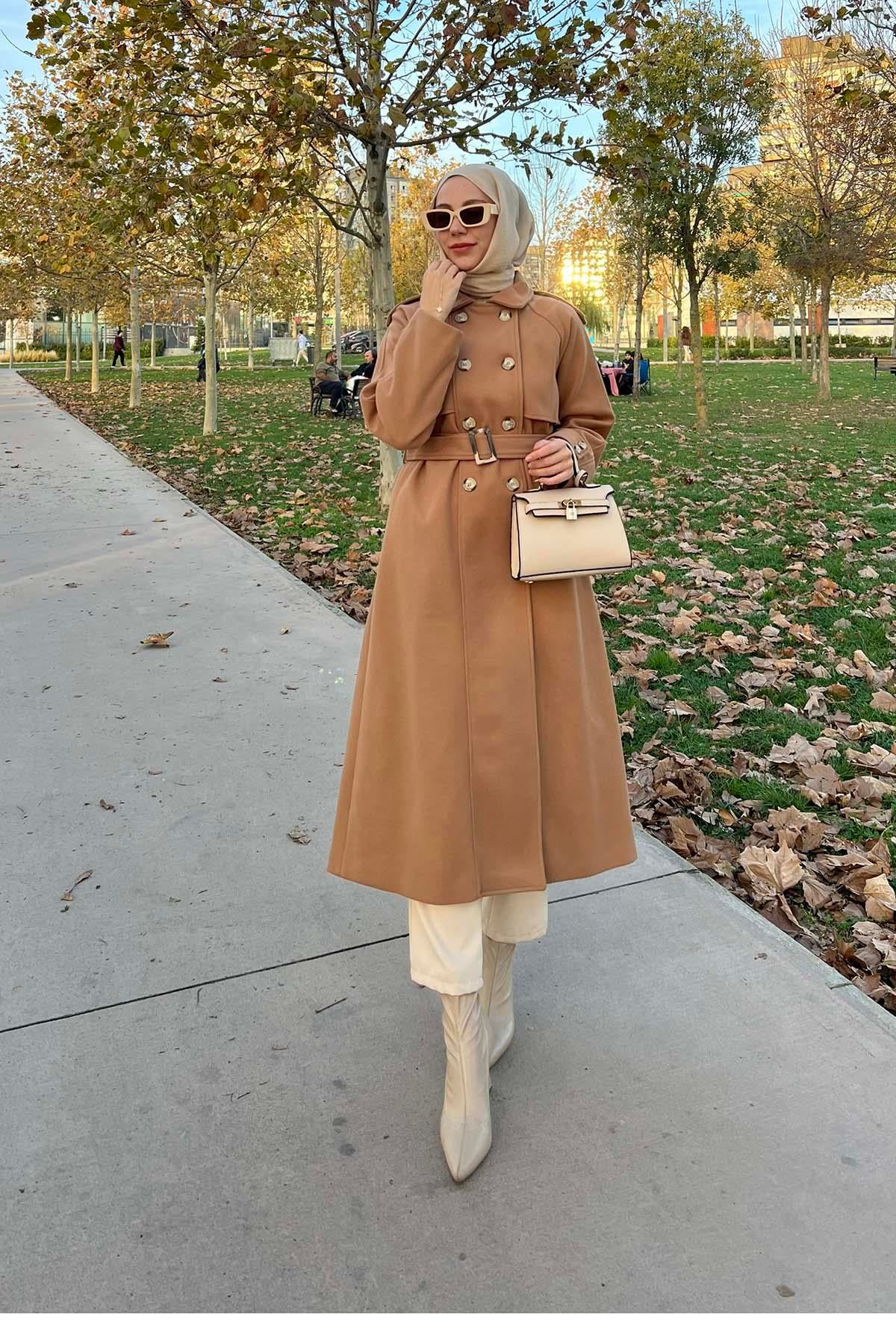 Kuşaklı Kaşe Kaban Kahve