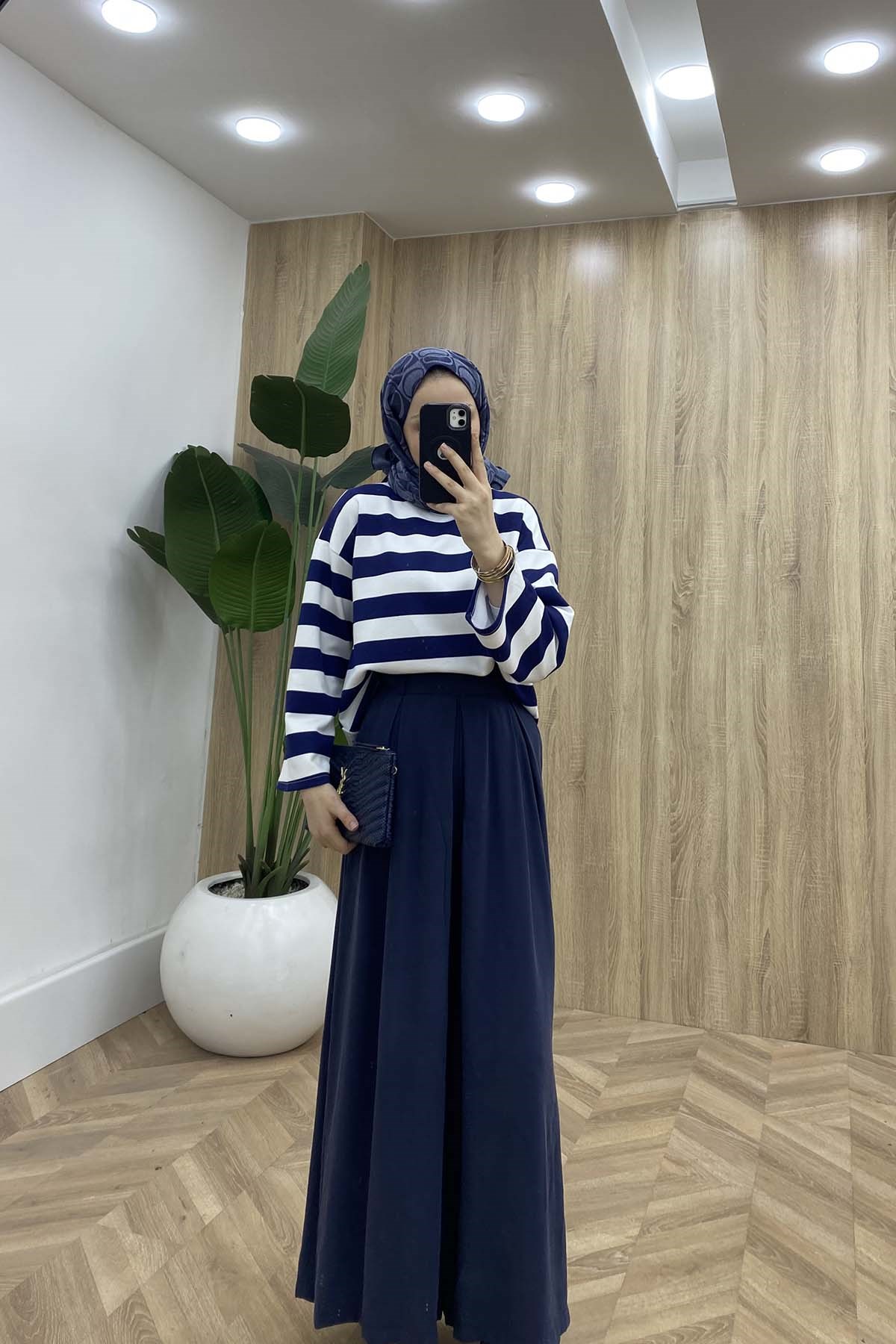 Marina Çizgili Sweatshirt Lacivert