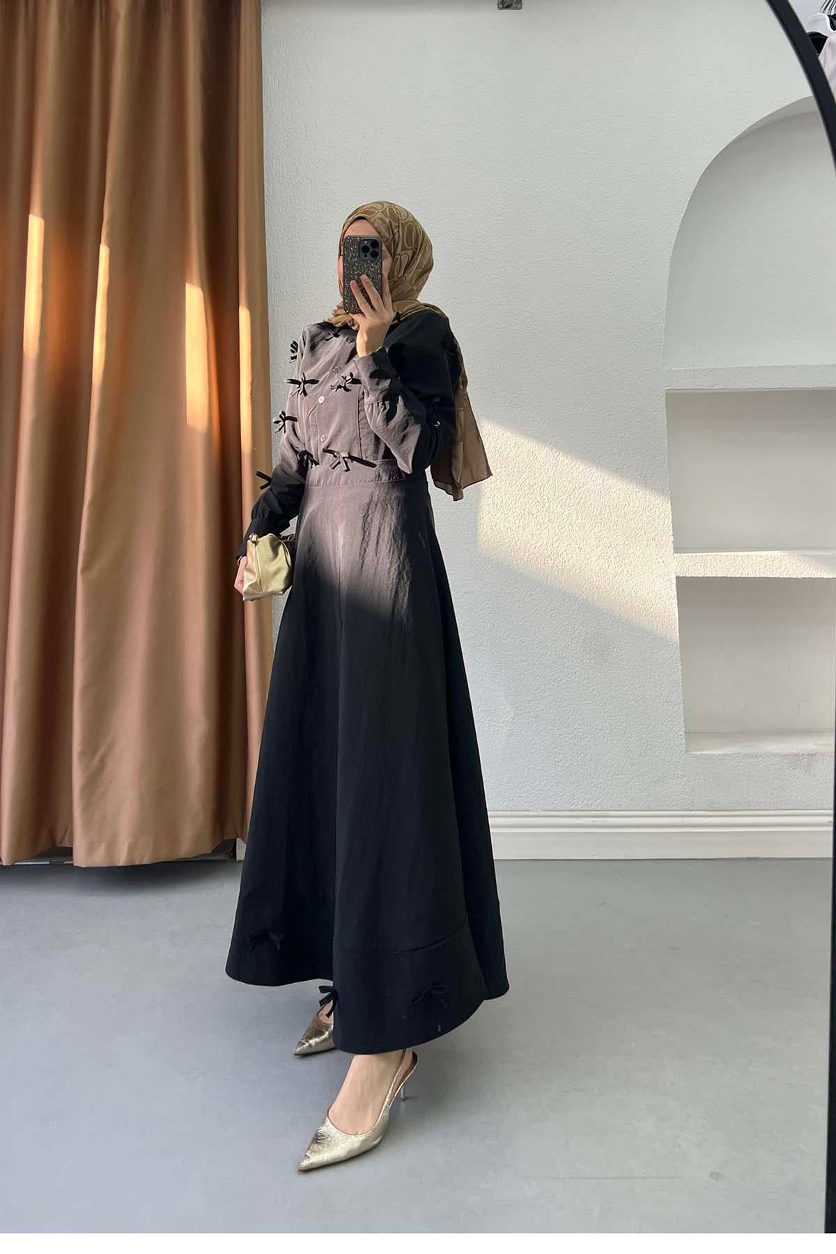 Modern Fiyonklu Mango Takım Siyah