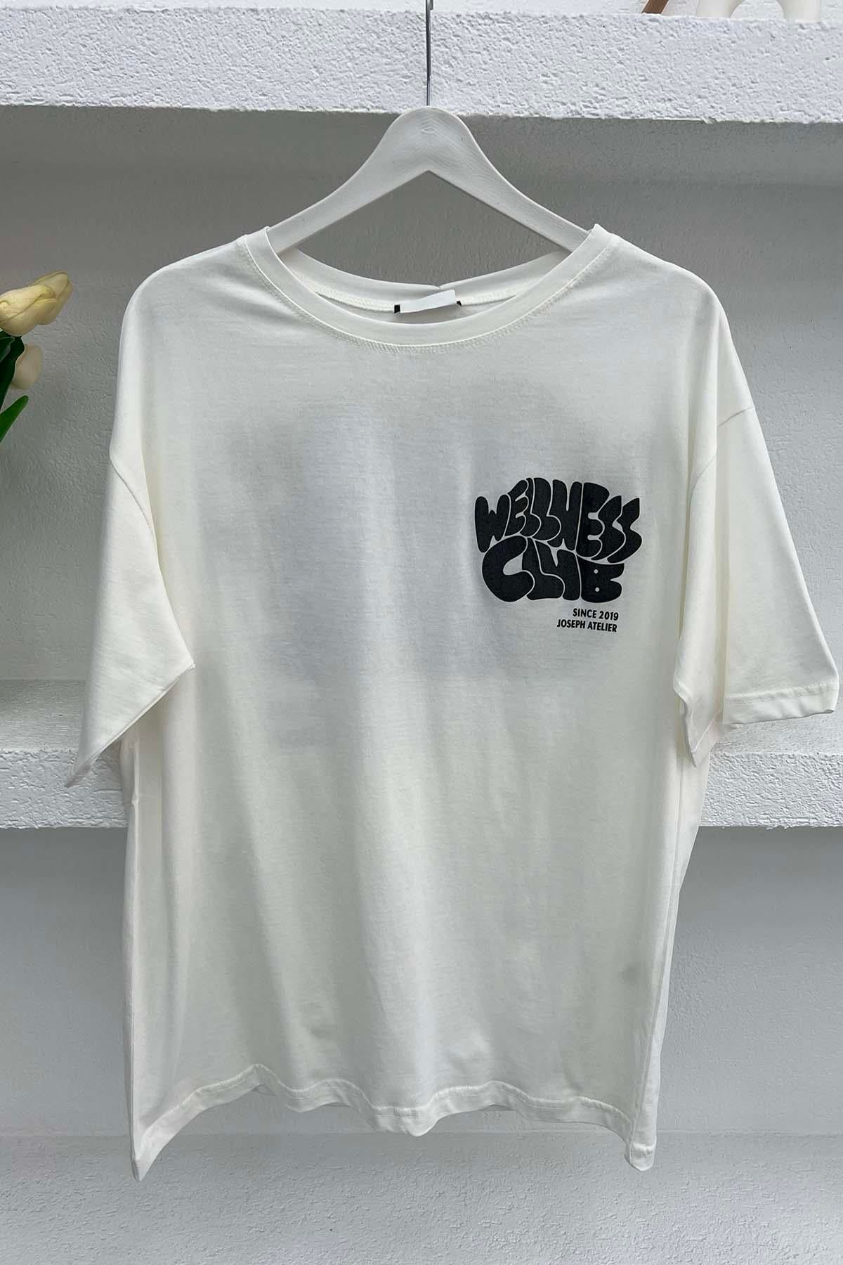 Ön Ve Arka Baskılı T-Shirt Beyaz