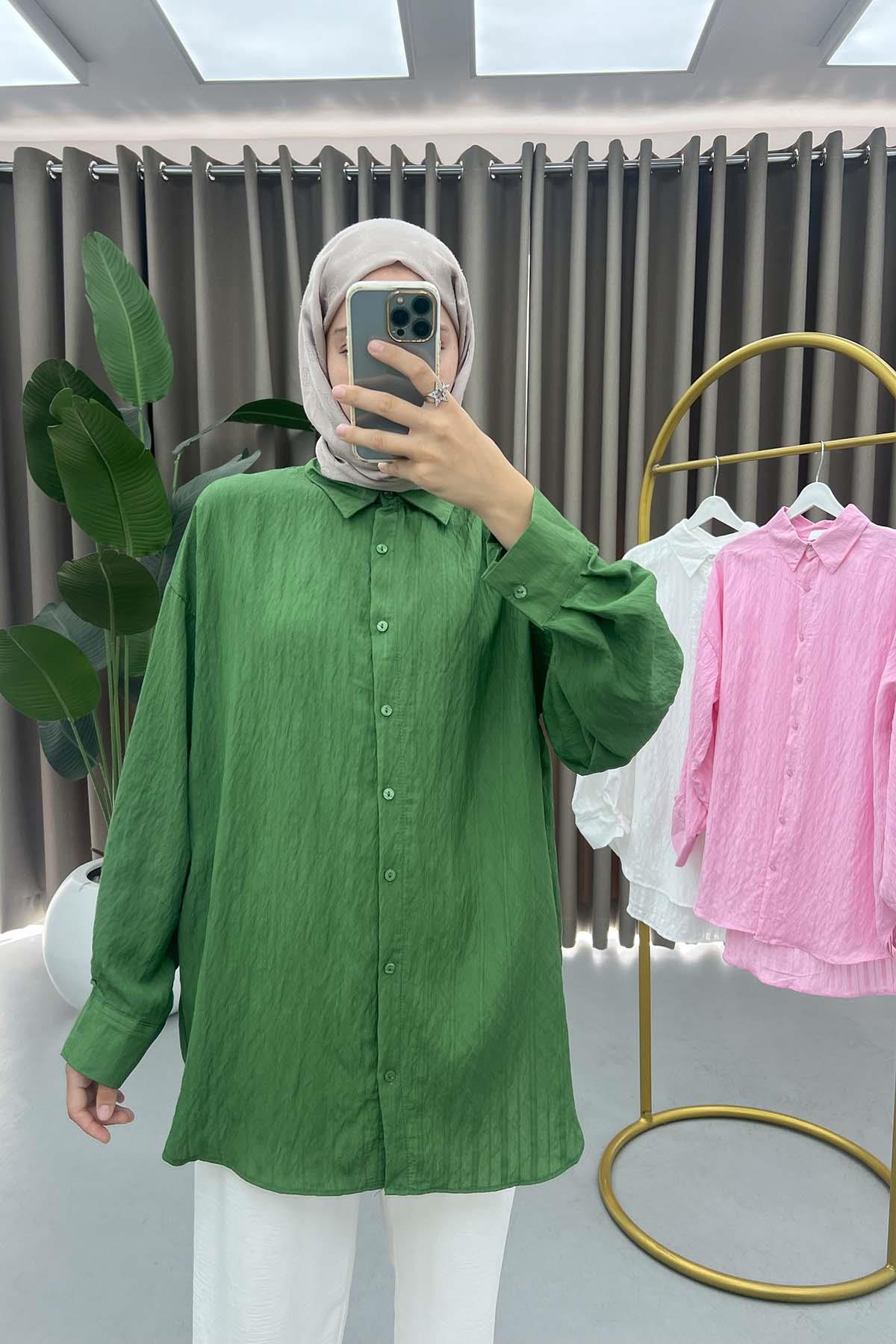 Oval Kesim Gömlek Haki