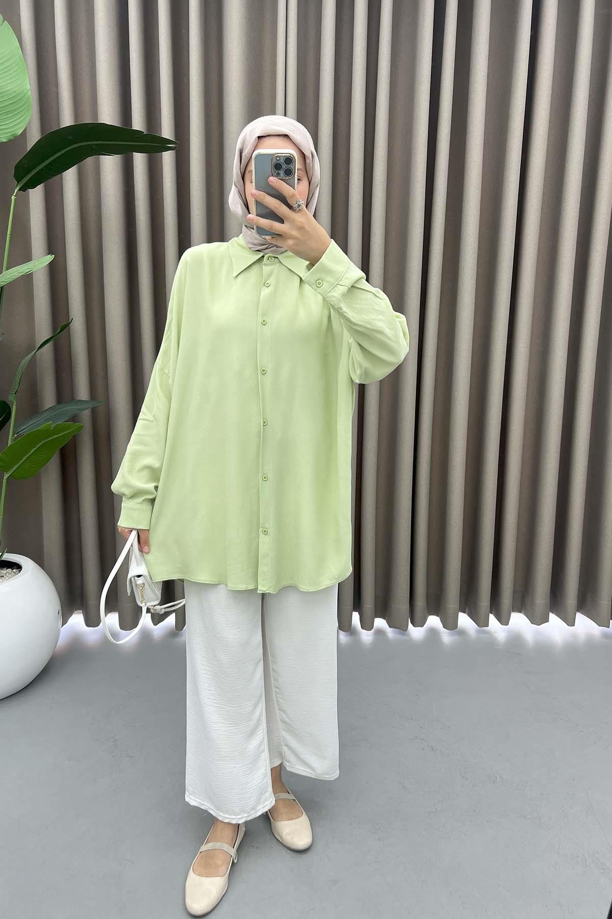 Oversize Gömlek Nil Yeşili