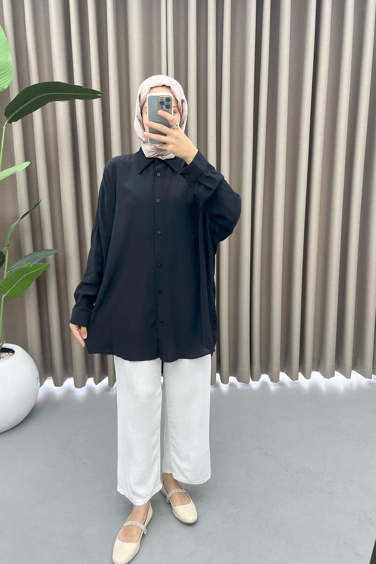 Oversize Gömlek Siyah