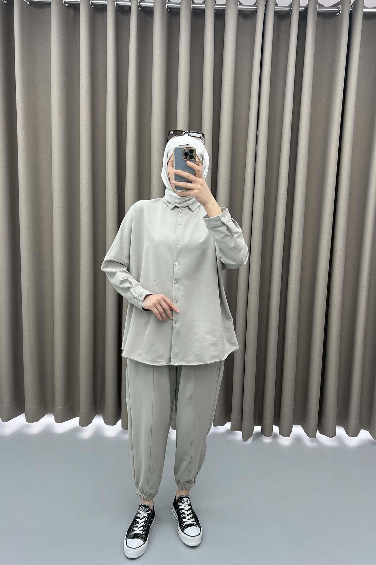 Oversize Gömlek Takım Taş