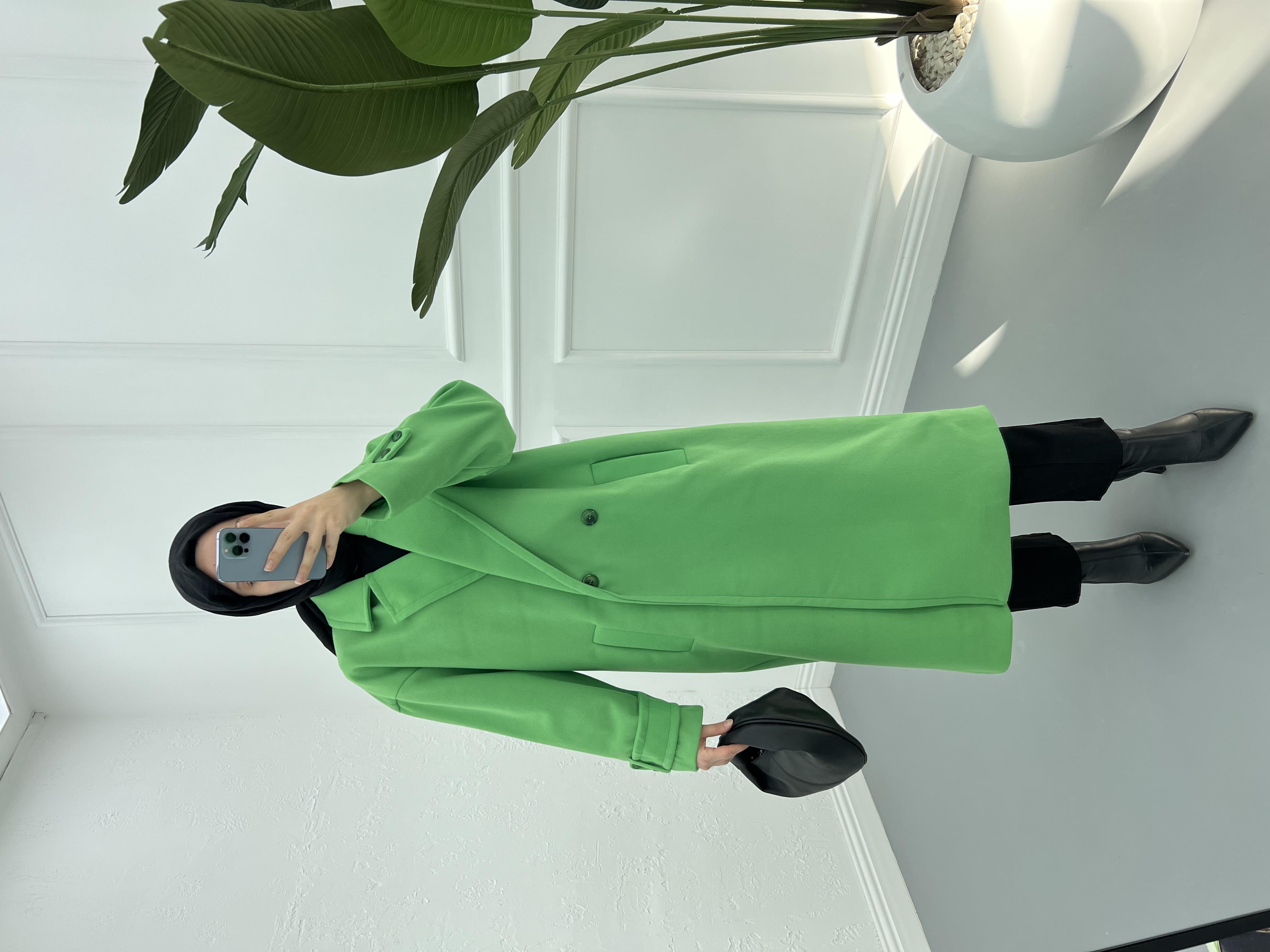Oversize  Kruvaze Kaban Çimen