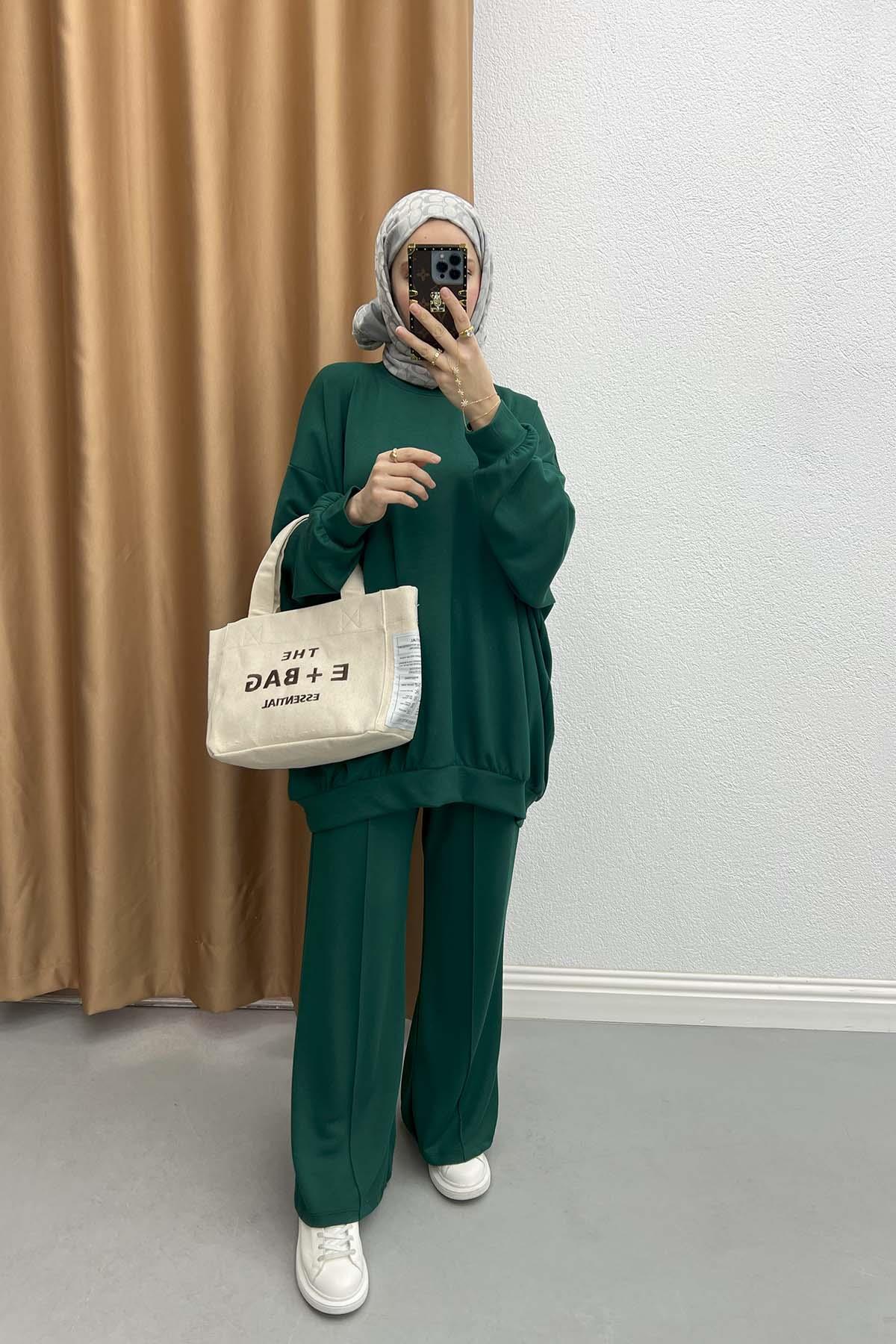 Oversize Penye Takım Zümrüt Yeşili