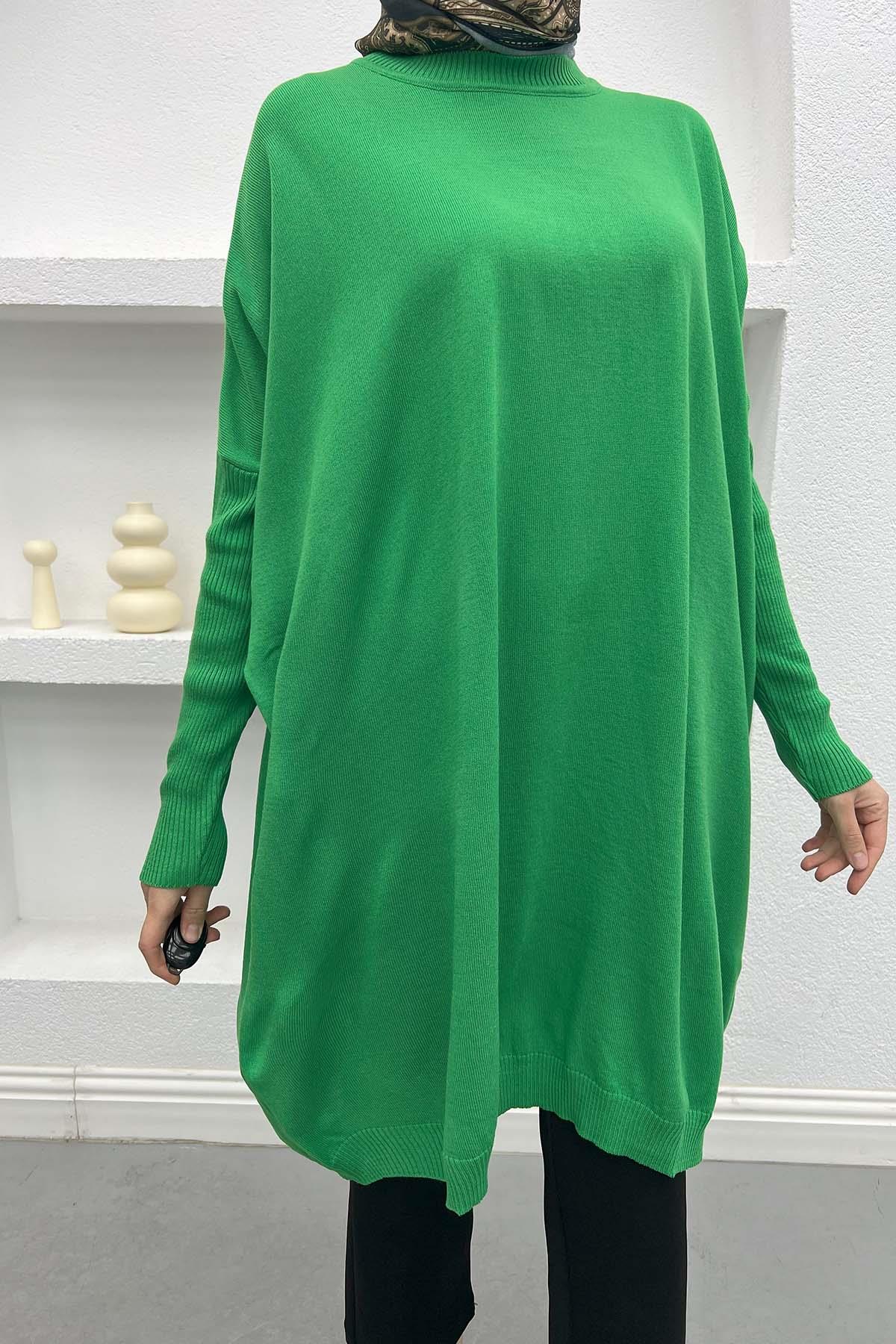 Oversize Triko Tunik Benetton Yeşil