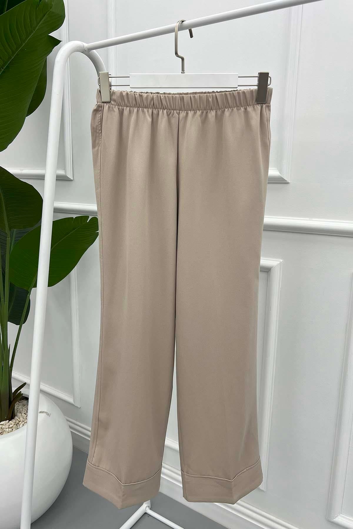 Paça Katlamalı Pantolon Vizon