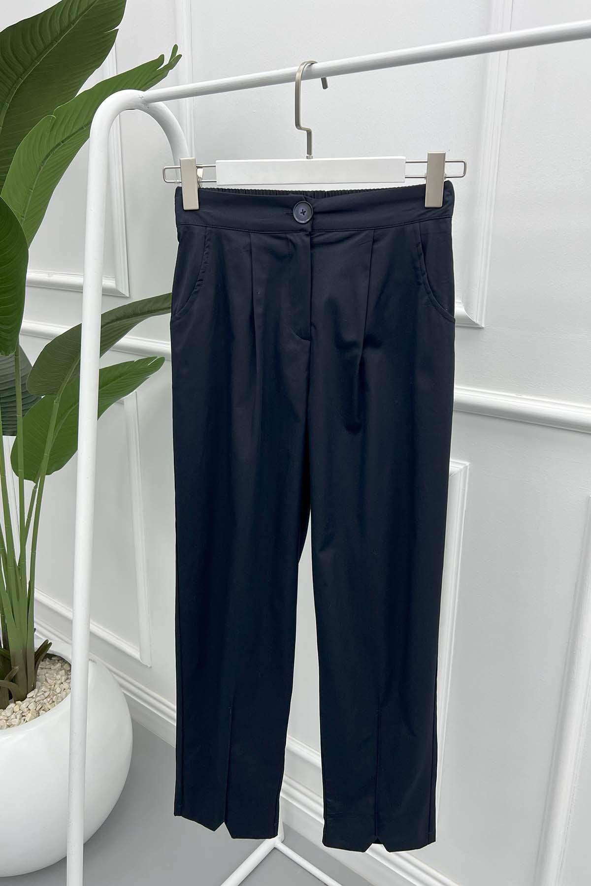 Paça Yırtmaçlı Pantolon Lacivert