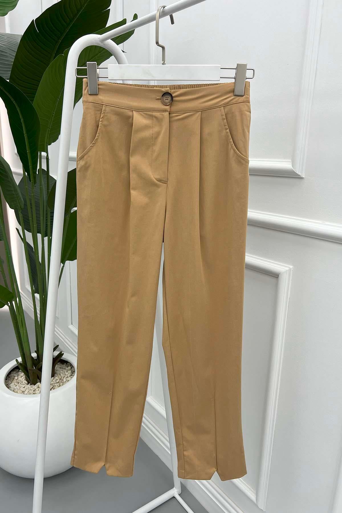 Paça Yırtmaçlı Pantolon LATTE