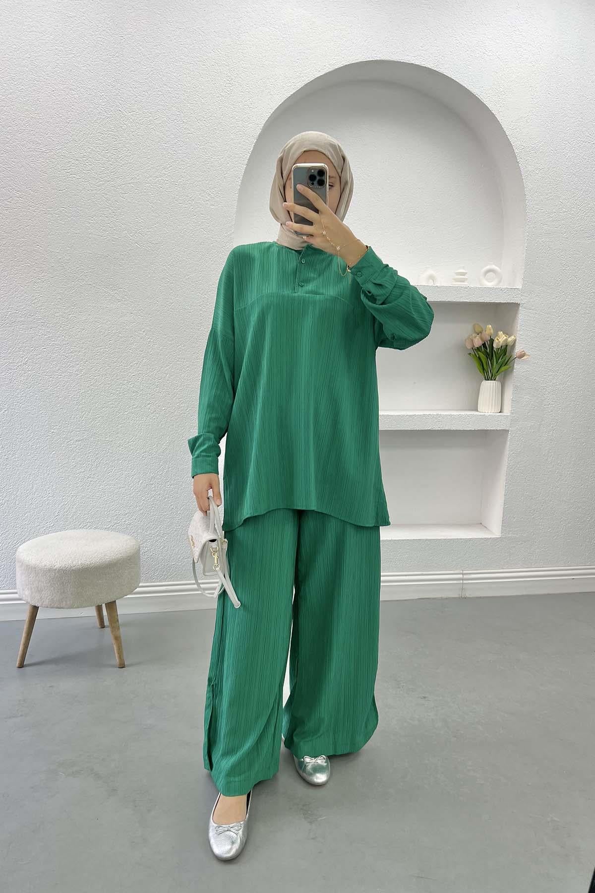 Paça Yırtmaçlı Takım Benetton Yeşil