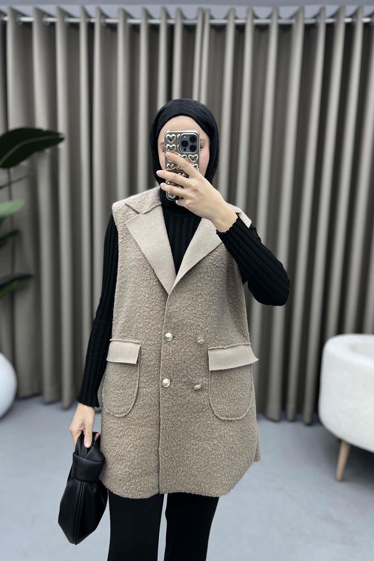 Peluş Yelek Vizon