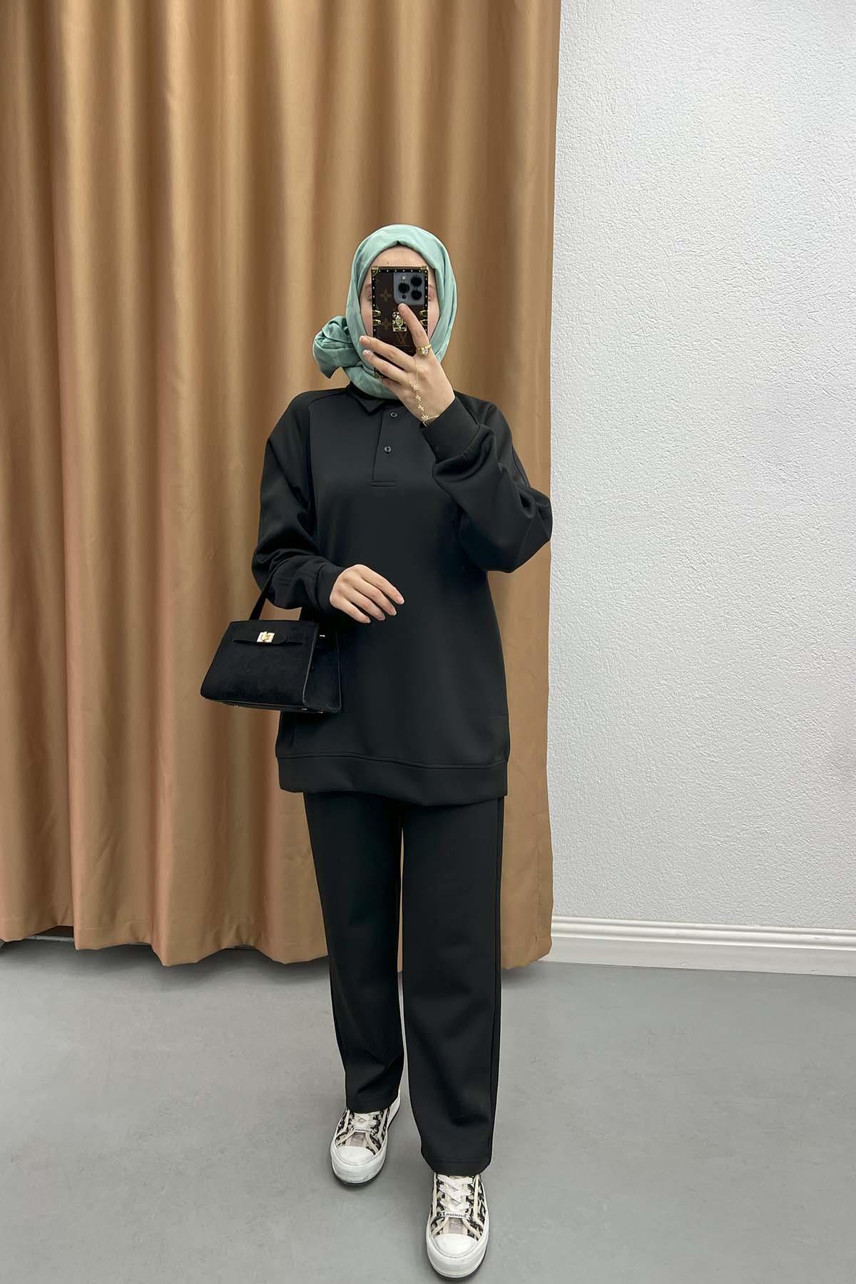 Polo Yaka Scuba Takım Siyah