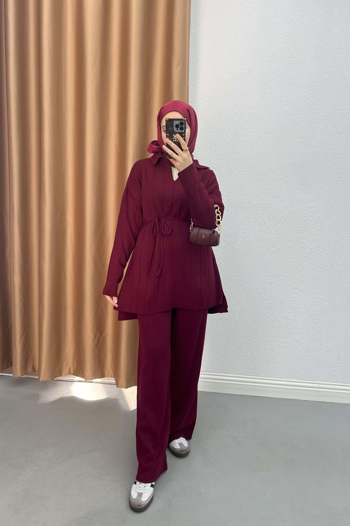 Polo Yaka Triko Takım Bordo