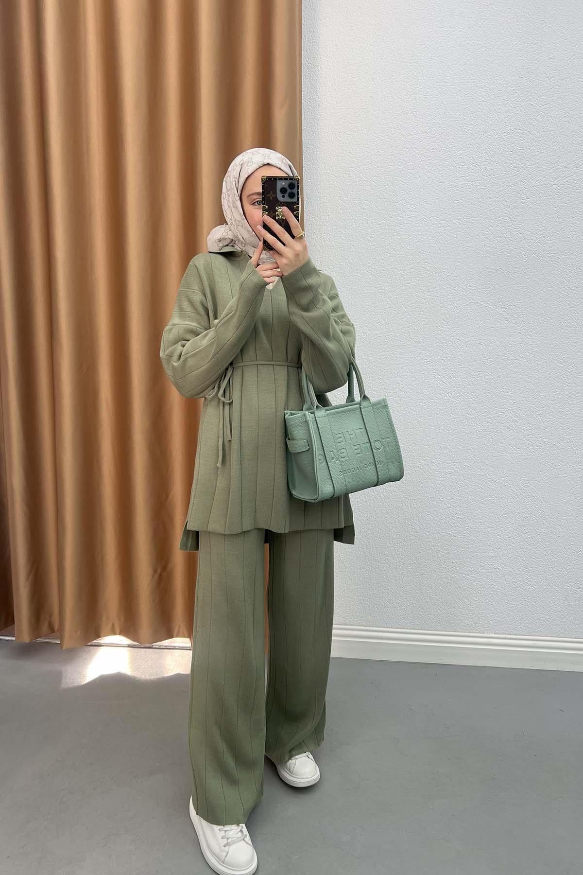 Polo Yaka Triko Takım Soft Yeşil