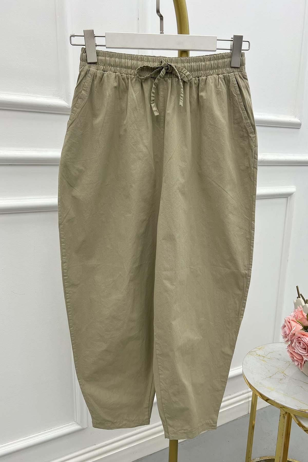 Şalvar Kesim Pantalon Soft Yeşil