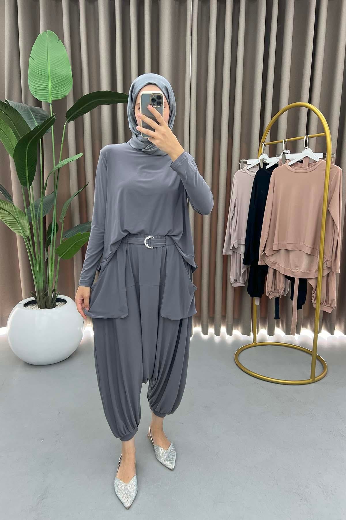Şalvar Model Takım Gri
