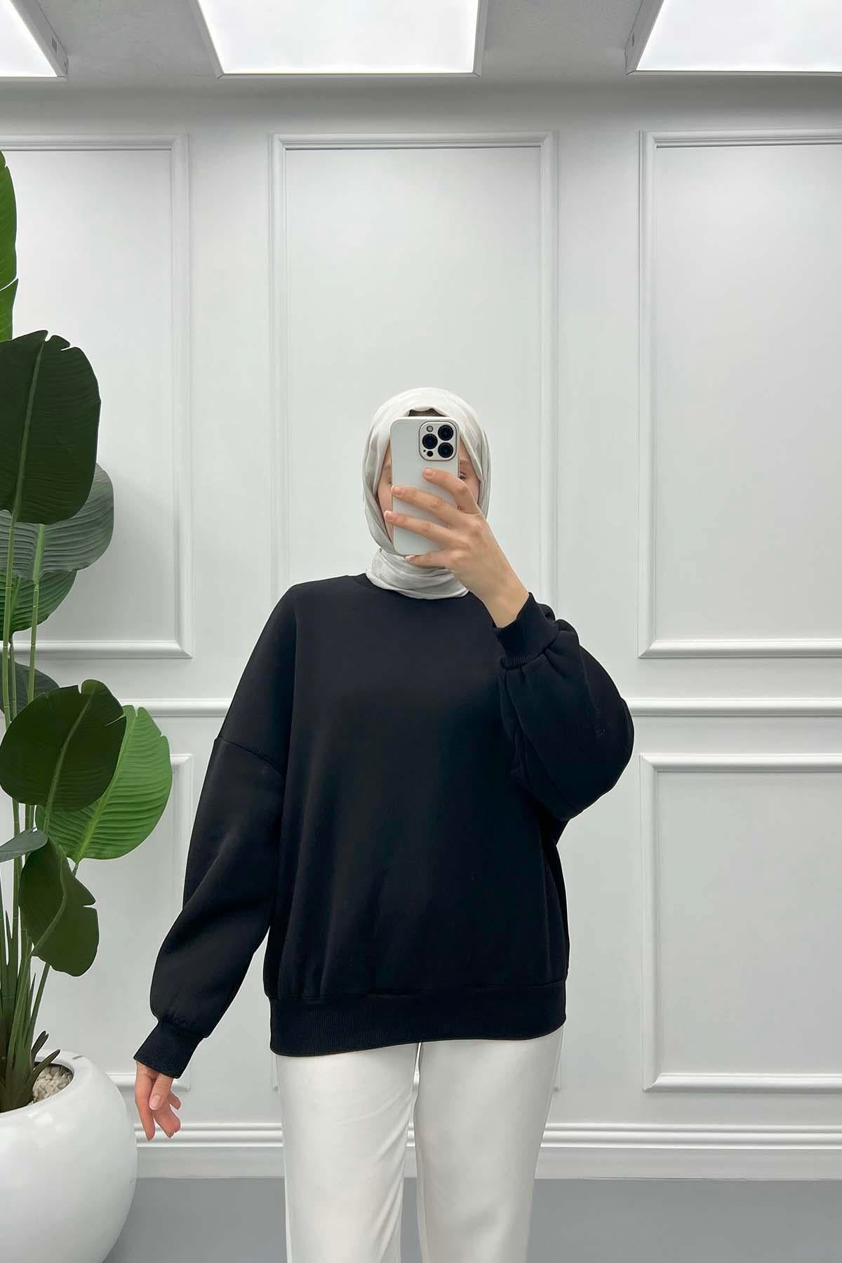 Şardonlu Sweatshirt Siyah