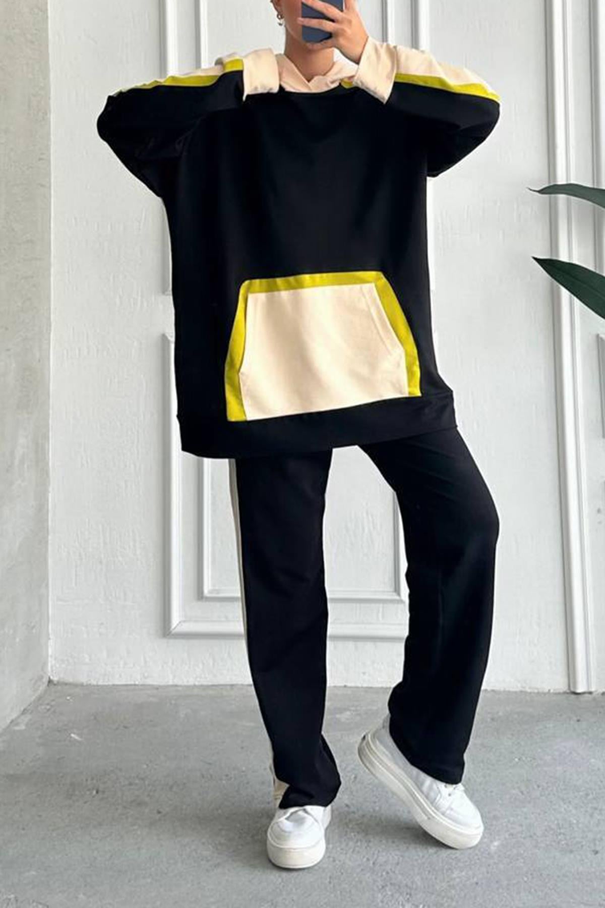 Şeritli Takım Siyah