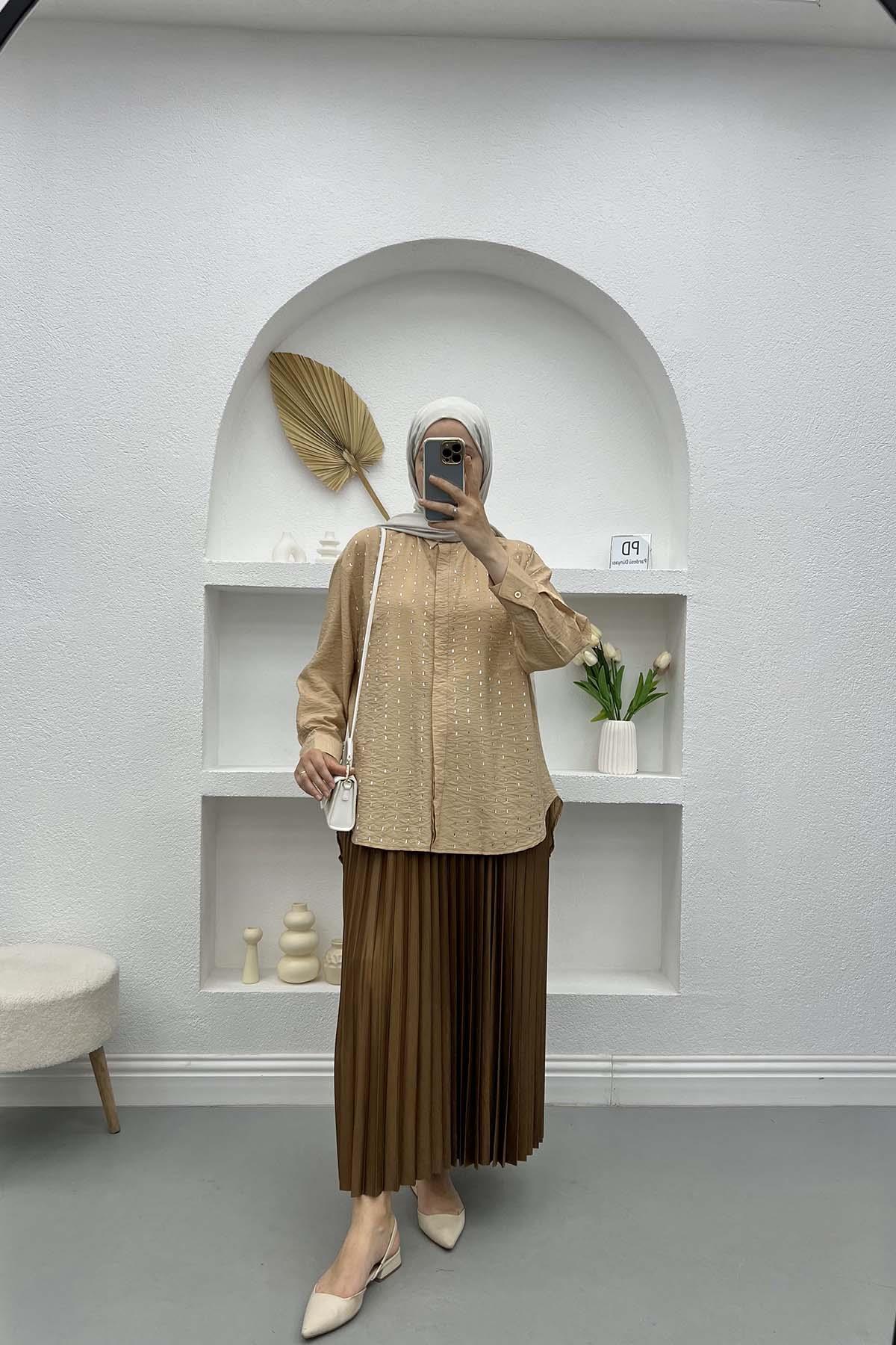 Taşlı Gömlek Camel