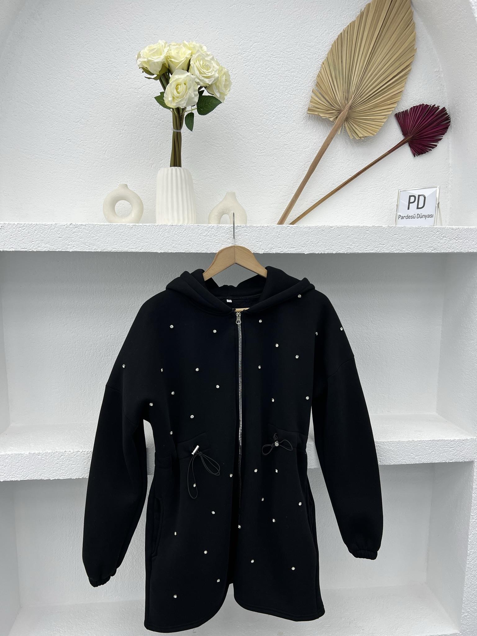 Taşlı Hırka Siyah