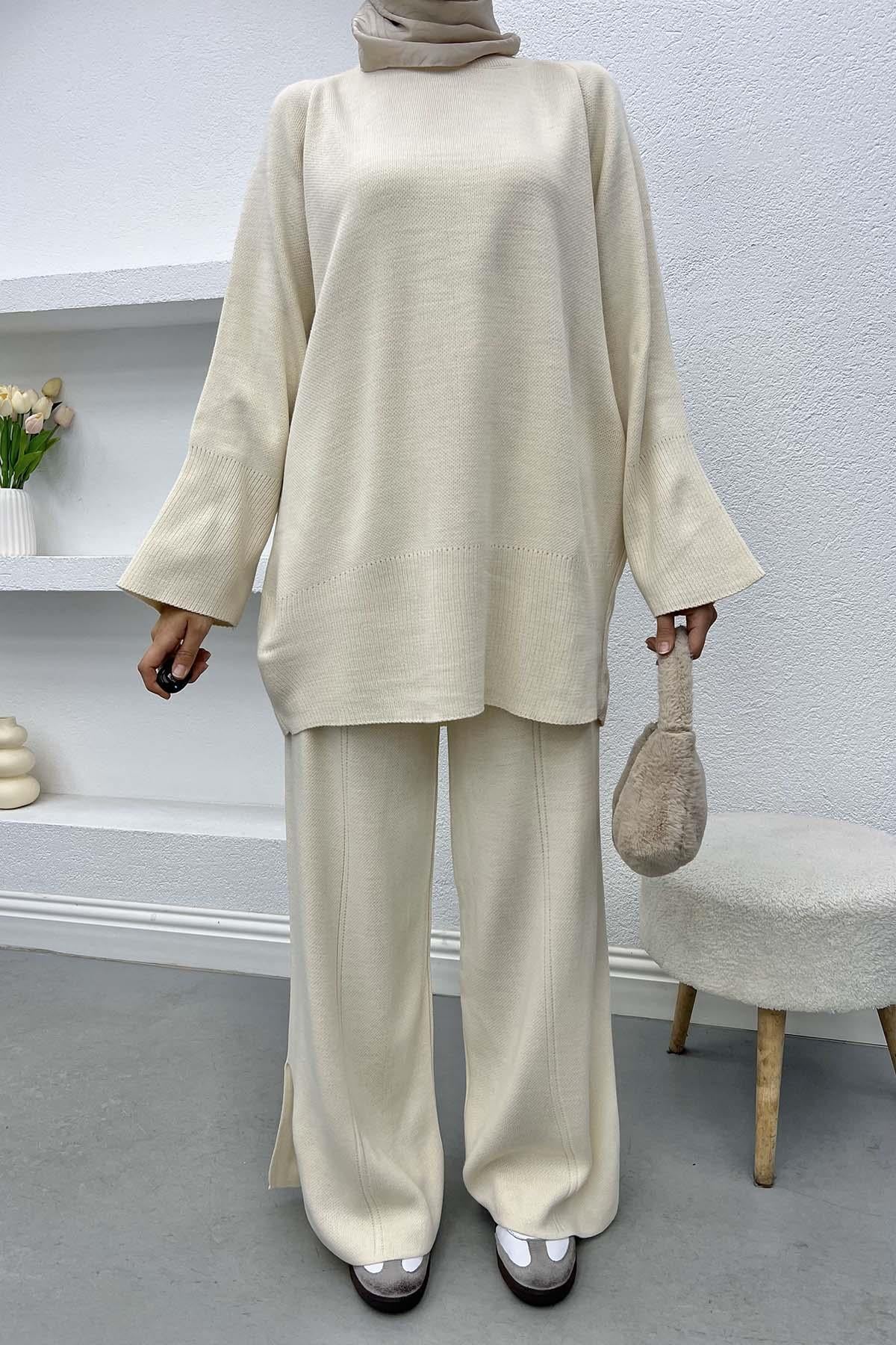 Triko Tunik Takım Ekru