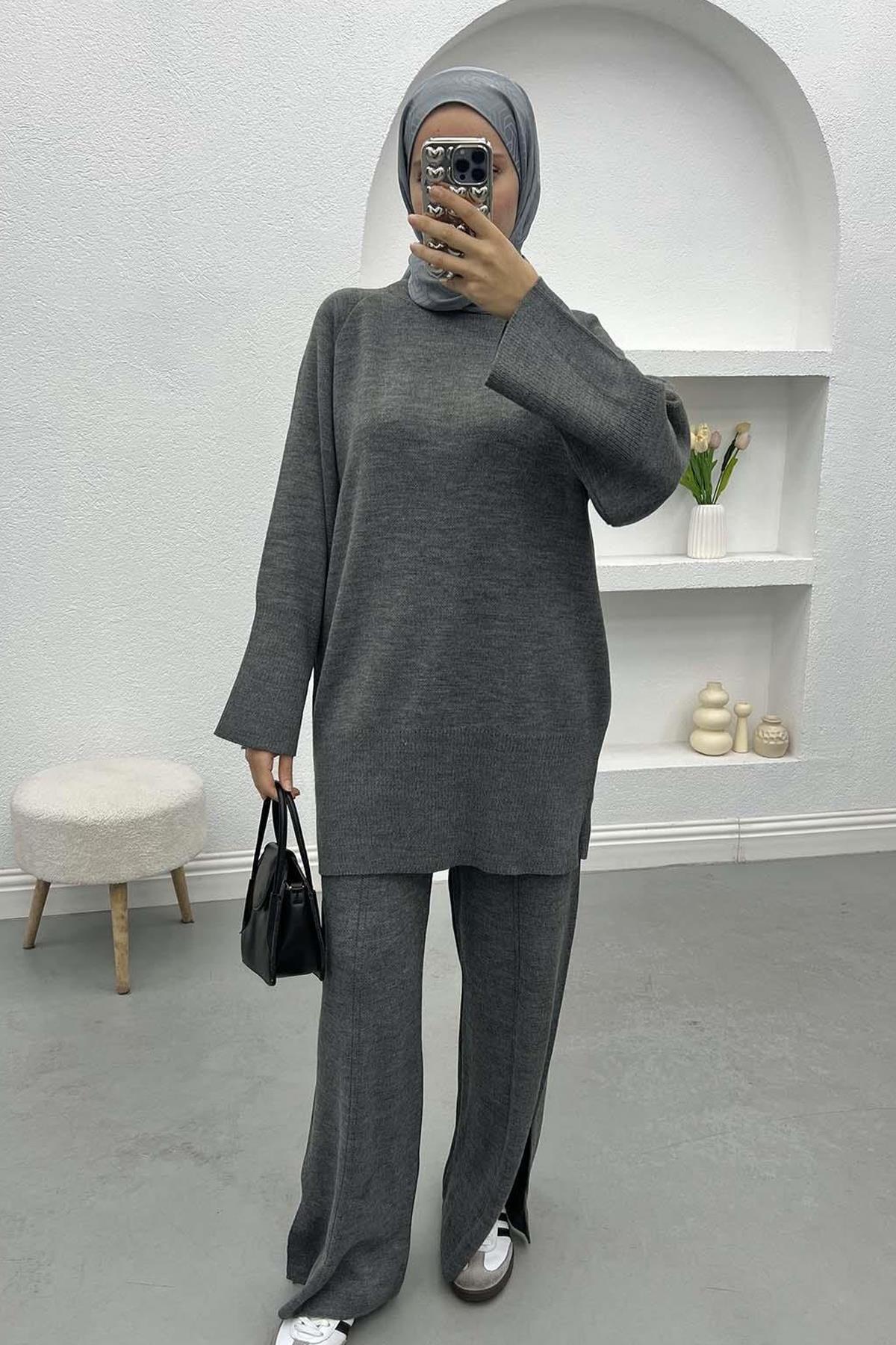 Triko Tunik Takım Gri