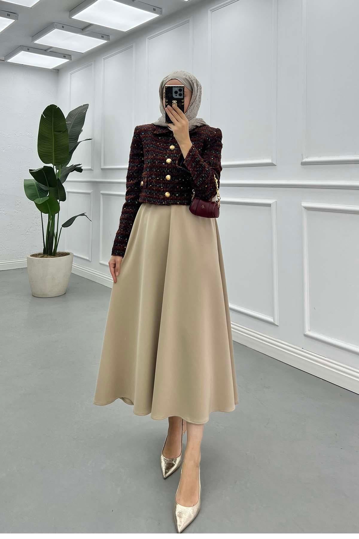Tuvit Astarlı Crop Ceket Bordo