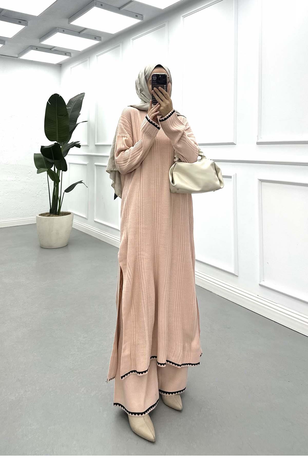 Uzun Triko Takım Pudra