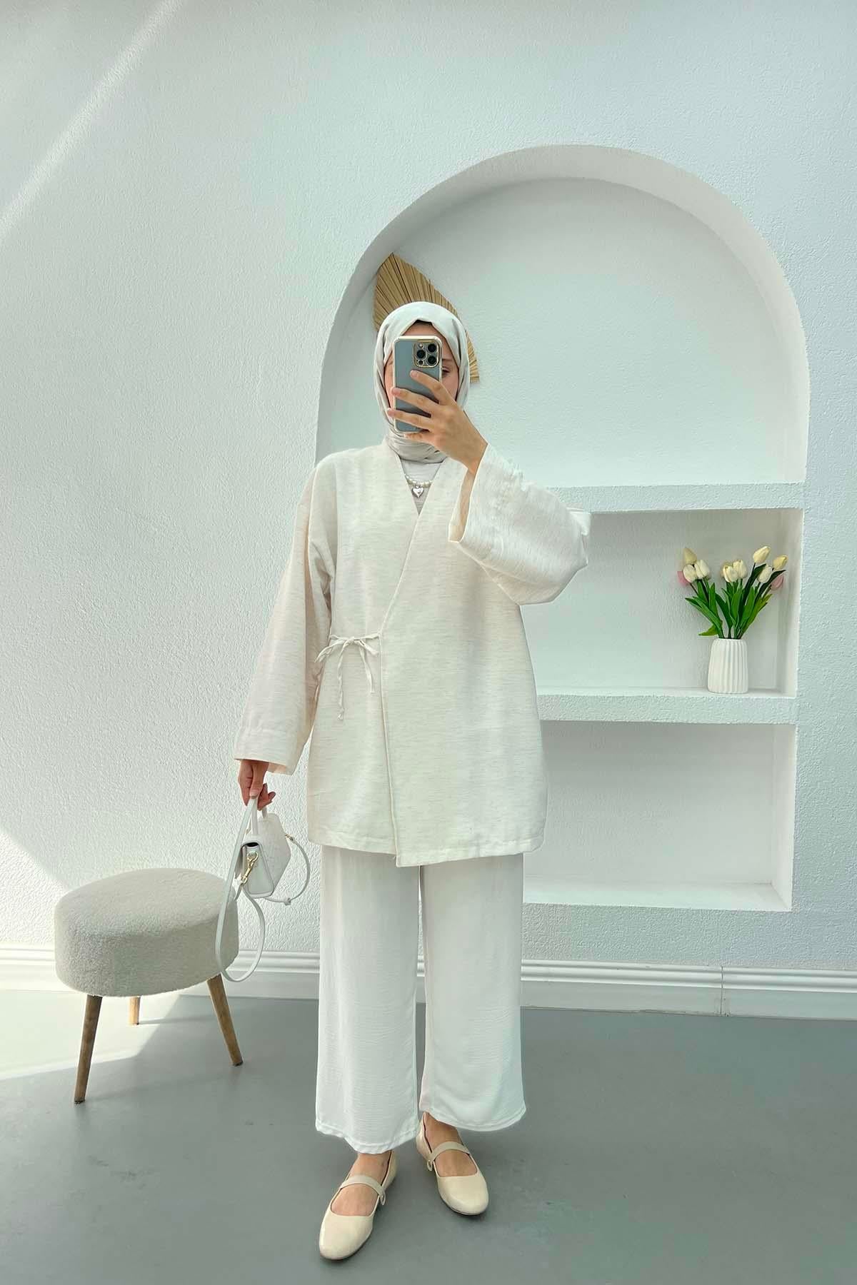 Viral Keten Kimono Taş