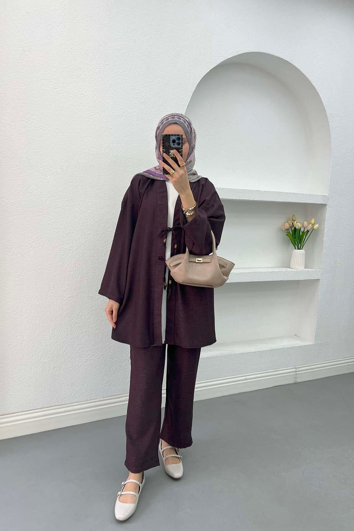 Viral Kimono Takım Mürdüm