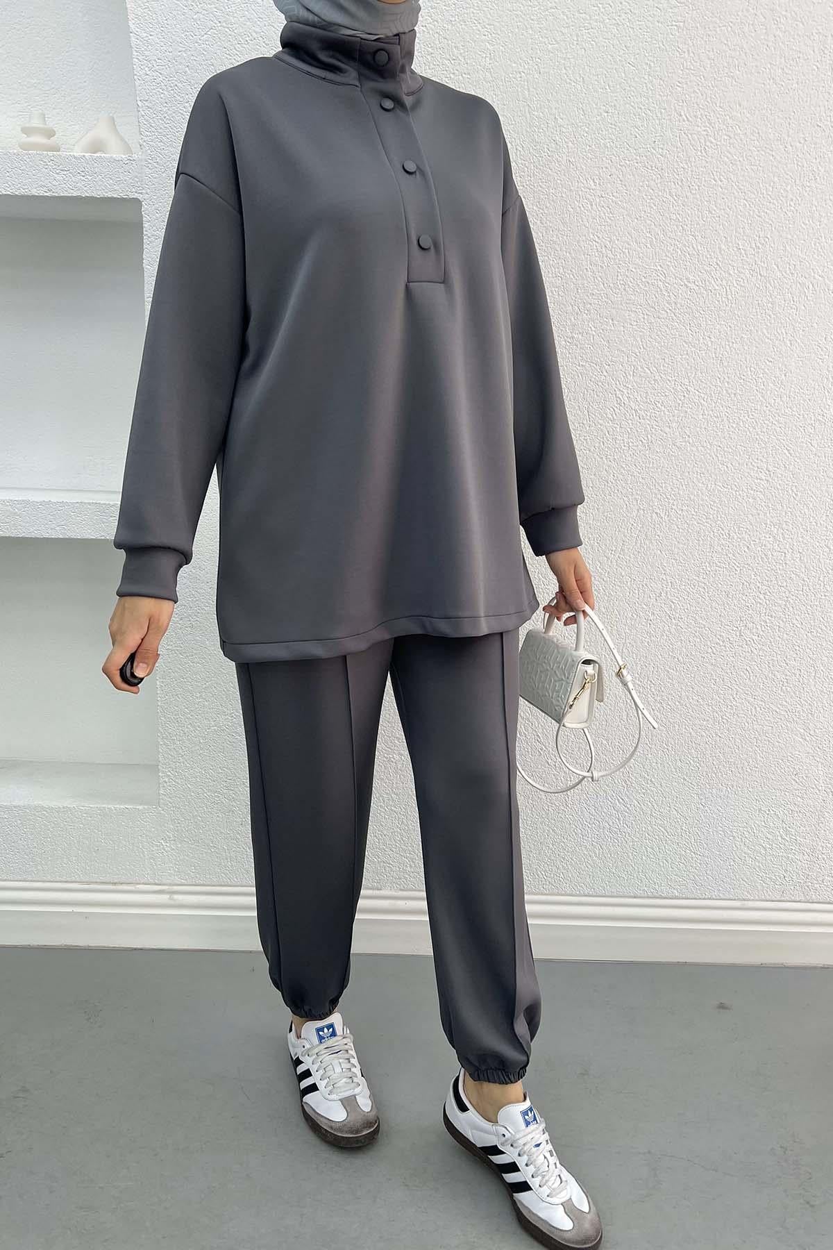 Yaka Çıtçıtlı Scuba Takım Antrasit