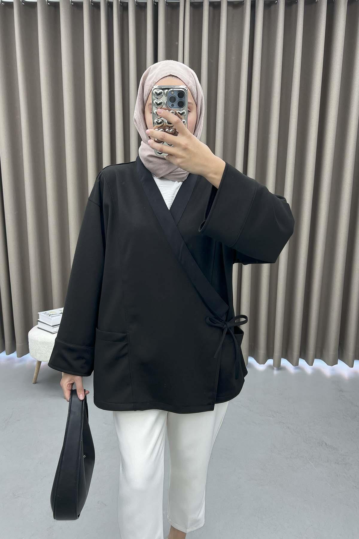 Yan Bağlamalı Oysho Kimono Siyah