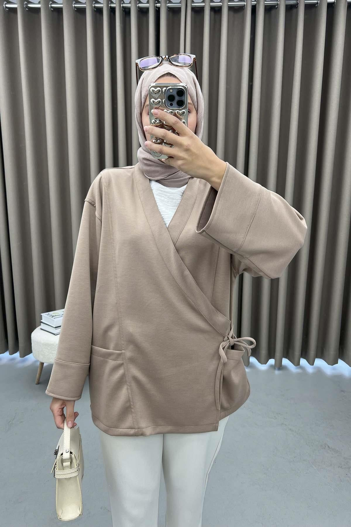 Yan Bağlamalı Oysho Kimono Sütlü Kahve