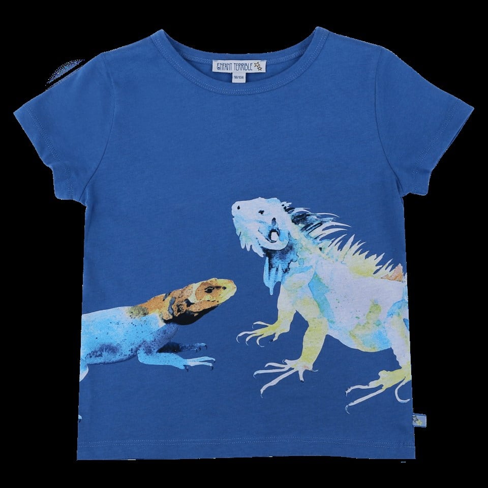 Enfant Terrible Bukalemun Desenli Kısa Kollu Mavi Çocuk T-shirt