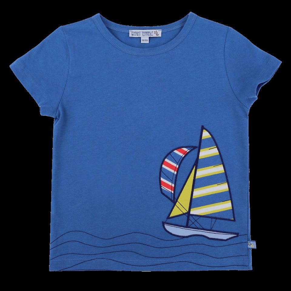 Enfant Terrible Yelkenli Desenli Kısa Kollu Mavi Çocuk T-shirt