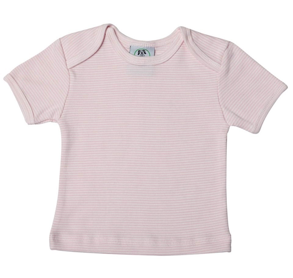 Pembe Çizgili Kısa Kollu T-shirt