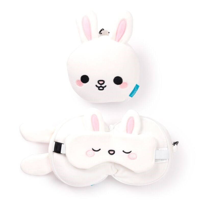 Relaxeazzz Adoramals Frances The Rabbit Plush Travel Pillow & Eye Mask