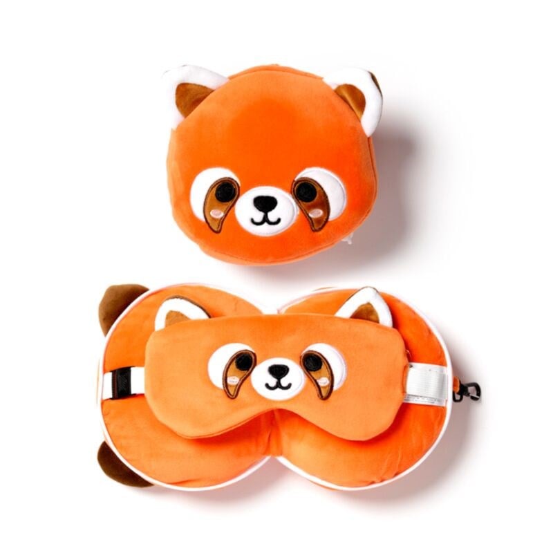 Relaxeazzz Adoramals Red Panda Plush Travel Pillow & Eye Mask